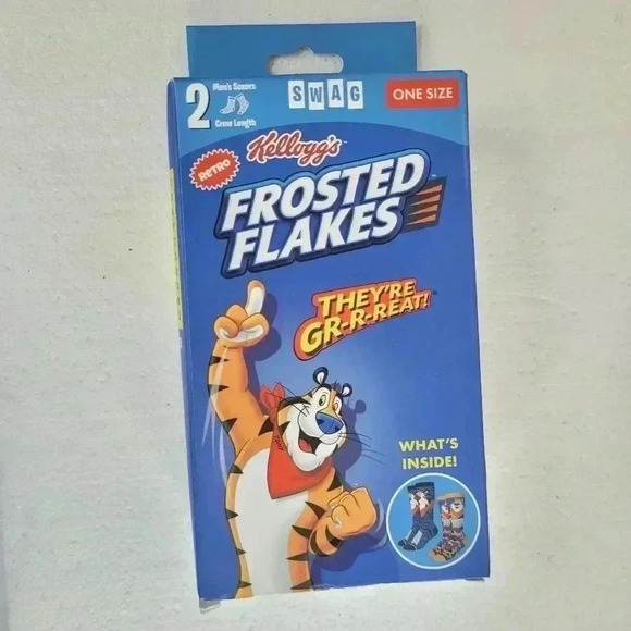 swag kellogg Other - 2 Pair SWAG Kellogg's Frosted Flakes Crew Socks, Men's Size 8/13 Collection